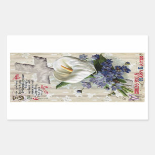 Calla Lily and Cross Vintage Easter Rectangular Sticker