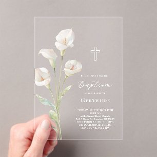 Calla lily Baptism Invitation