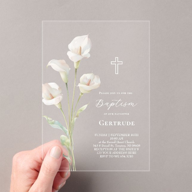 Calla lily Baptism Invitation (Insitu (Handheld))