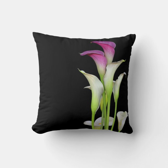 Calla Lily Bouquet Black Cushion (Front)