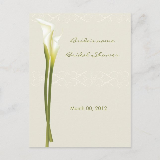 Calla Lily Bridal Shower Advice Cards (Front)