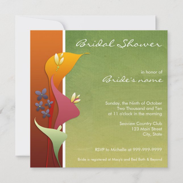 Calla Lily Bridal Shower Invitations (Front)