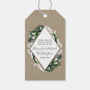 Calla Lily Burlap and Lace Wedding Thank You Tags
