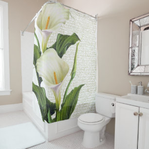 Calla Lily Calligraphy Shower Curtain