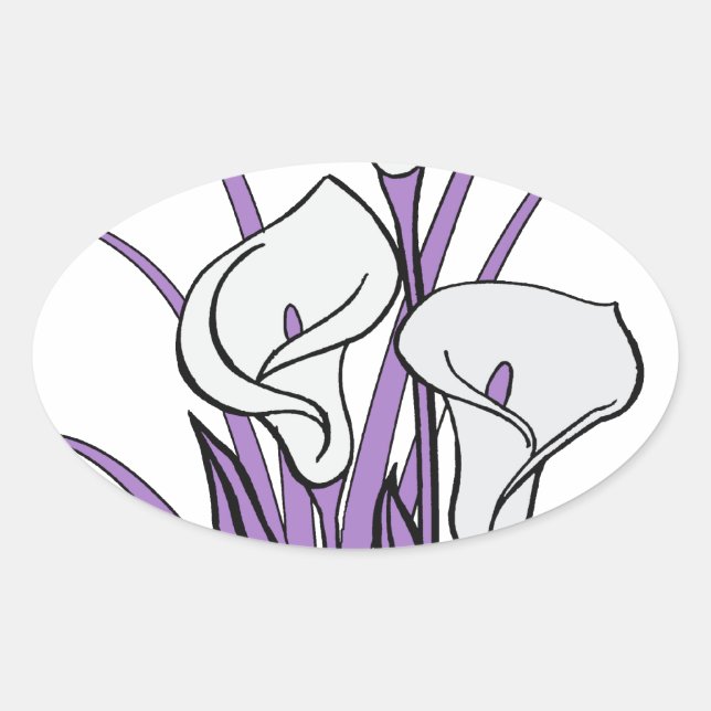 Calla Lily Design Oval Sticker (Front)