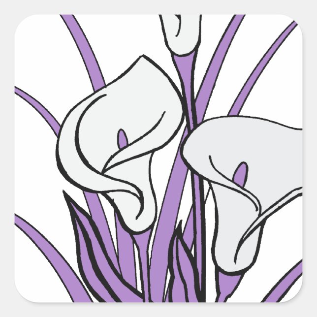 Calla Lily Design Square Sticker (Front)