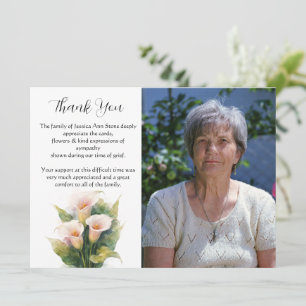 Calla Lily Floral Funeral Death Thank you  Invitation