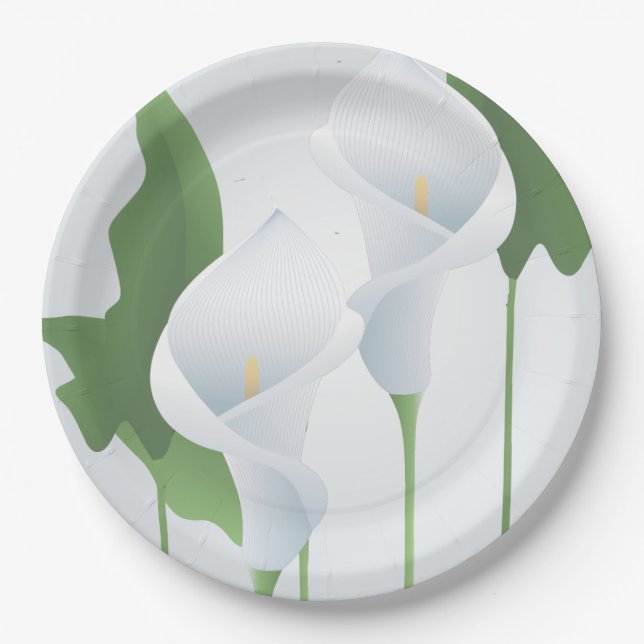 Calla Lily Floral Paper Plates (Front)
