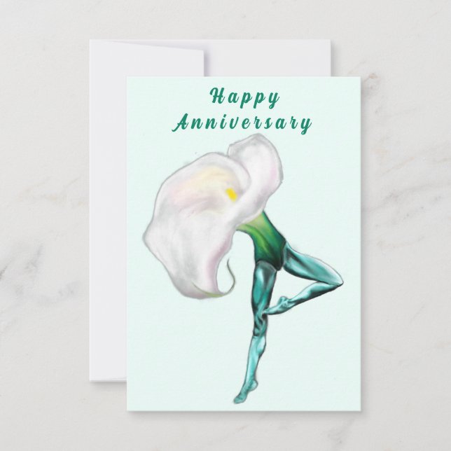 Calla Lily Flower Ballet Dancer Anniversary Card (Front)