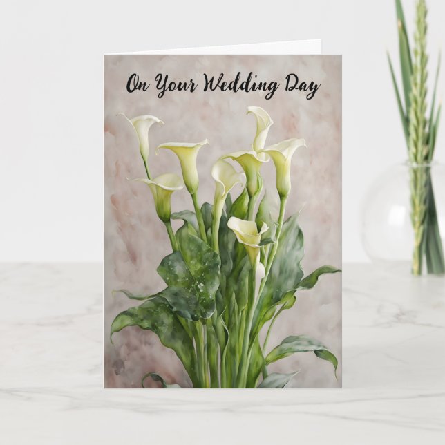Calla Lily Flower Bouquet Wedding Congratulations  Card (Front)