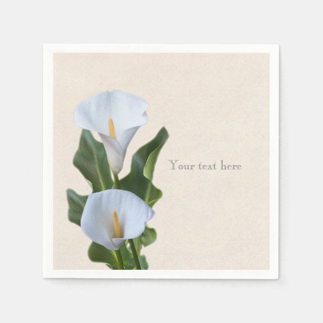 Calla Lily Flowers Floral Elegant Bridal Wedding Napkin (Front)