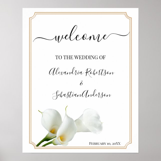 Calla Lily Greenery Wedding Welcome Sign (Front)