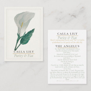 Calla Lily Marian Garden Holy Prayer Card   Purity