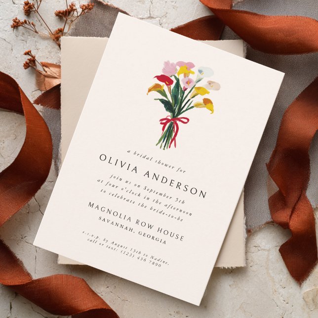 Calla Lily Modern Colourful Wedding Bridal Shower Invitation (Creator Uploaded)
