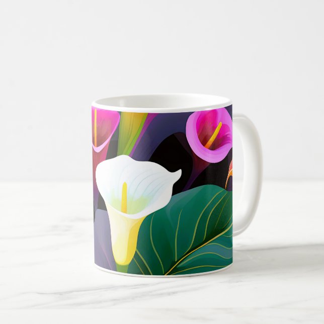 Calla Lily Modern Flowers Coffee Mug (Front Right)