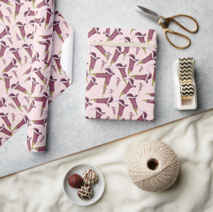 Calla Lily Nightlife Illustratin Pattern Wrapping Paper