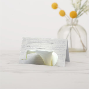 Calla lily on old hand script place card