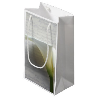 Calla lily on old script small gift bag