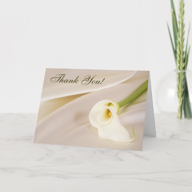 Calla Lily On White Satin, Thank You! Thank You Card (Front)