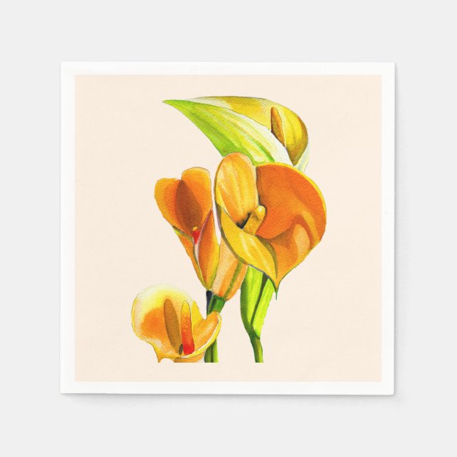 Calla lily orange floal watercolor  napkin (Front)