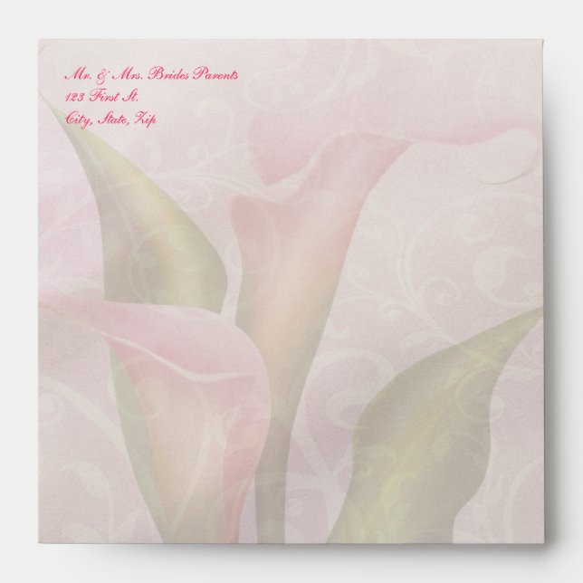 Calla Lily Pink Square Invitation Envelope (Front)