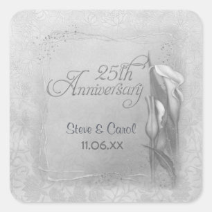 Calla Lily Silver Anniversary Square Sticker