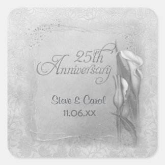 Calla Lily Silver Anniversary Square Sticker