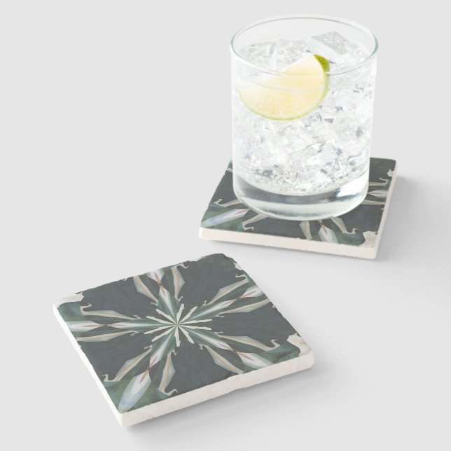Calla Lily Star Kaleidoscope Stone Coaster (Side)