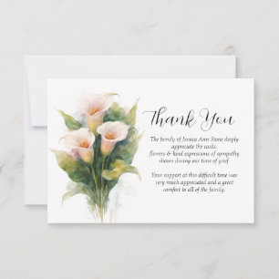 Calla Lily Sympathy Floral Funeral Thank you Invitation