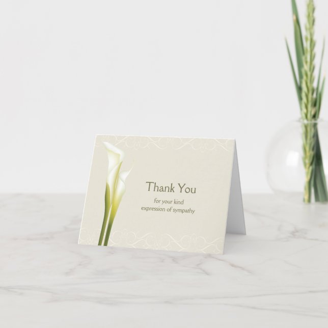 Calla Lily Sympathy Thank You Cards (Front)