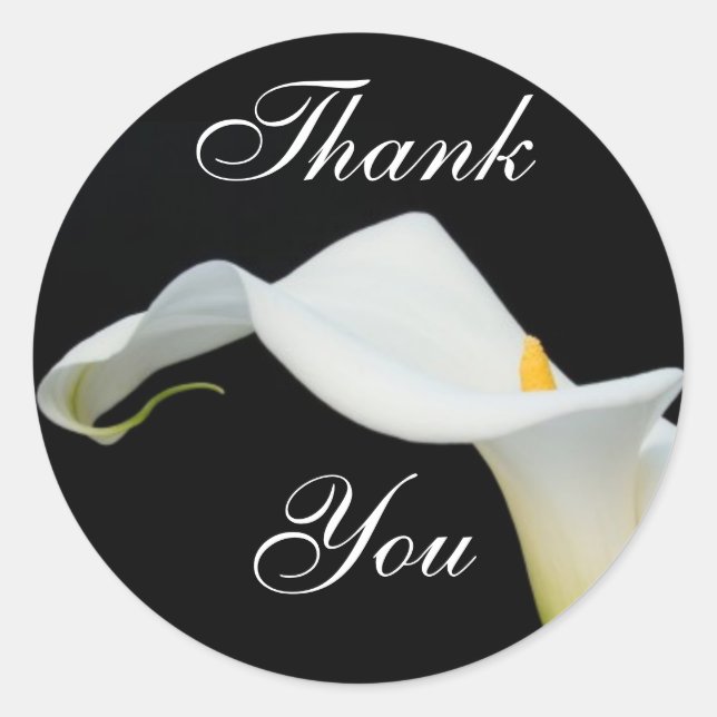 Calla Lily Thank You Sticker/Seal Classic Round Sticker (Front)