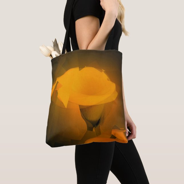 Calla Lily Warm Yellow Cubist Effect Tote Bag (Close Up)