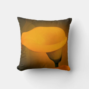 Calla Lily Warm Yellow Mist Background Cushion