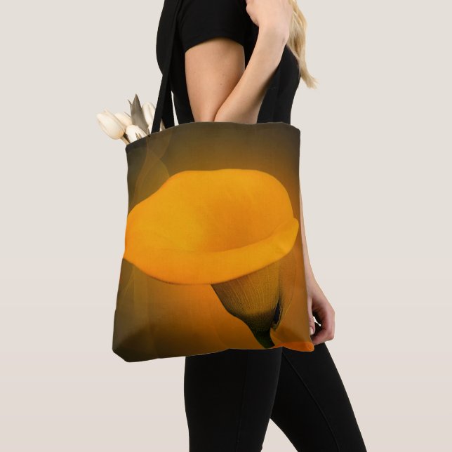 Calla Lily Warm Yellow Mist Background Tote Bag (Close Up)