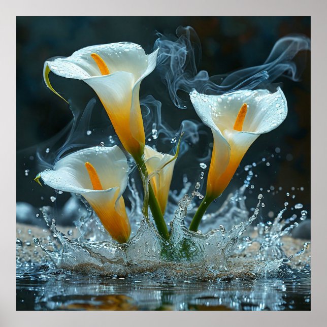 🌿 Calla Lily Water Splash Elegant Nature Decor (Front)