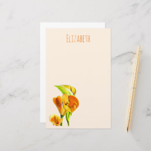 Calla lily watercolor flower art stationery