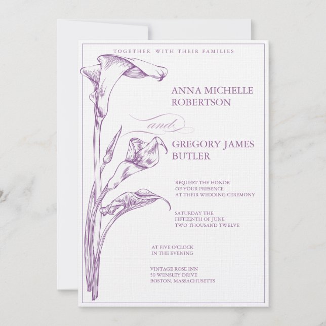 Calla Lily Wedding Invitation (Front)