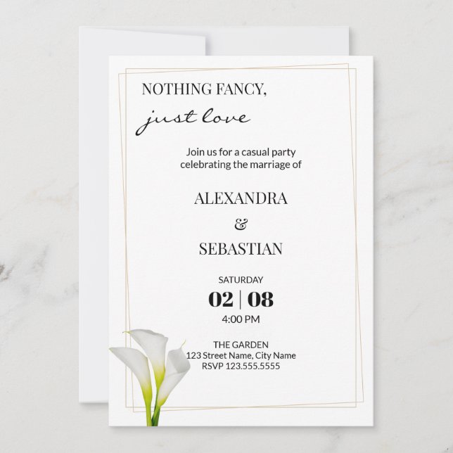 Calla Lily Wedding Reception Invitation (Front)