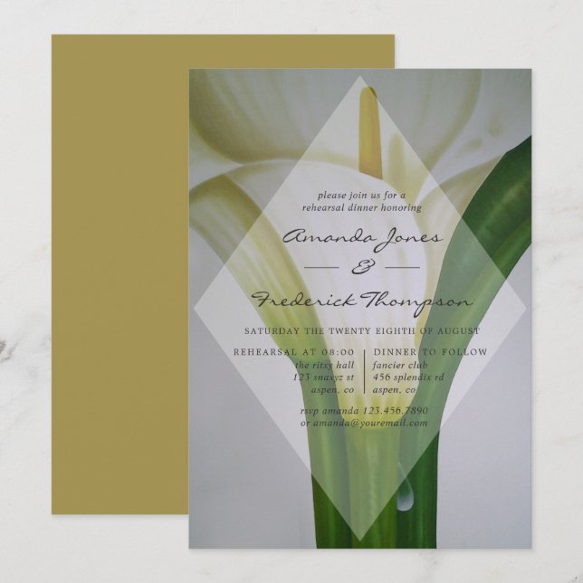 Calla Lily Wedding Rehearsal Dinner Invitation (Front/Back)