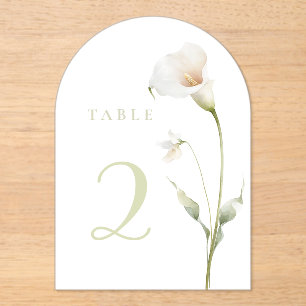 Calla lily white background table 2 acrylic invitations