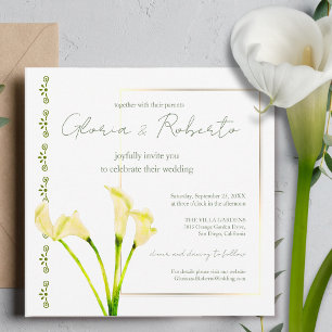 Calla Lily with Gold Vintage Mexican Wedding Invitation