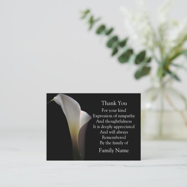 Calla White Thank You Card (Standing Front)