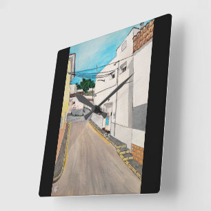 Calle Cabanilles Painting by Alfred Fox Square Wall Clock