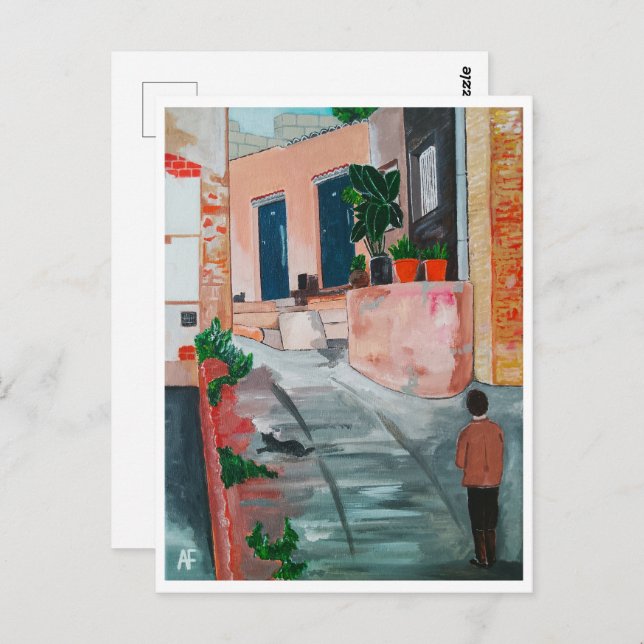 Calle Del San Miguel Painting by Alfred Fox Postcard (Front/Back)