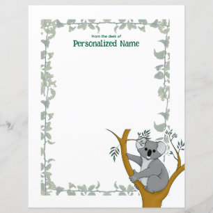 Callie Koala White Ivy Unlined Paper Sheet