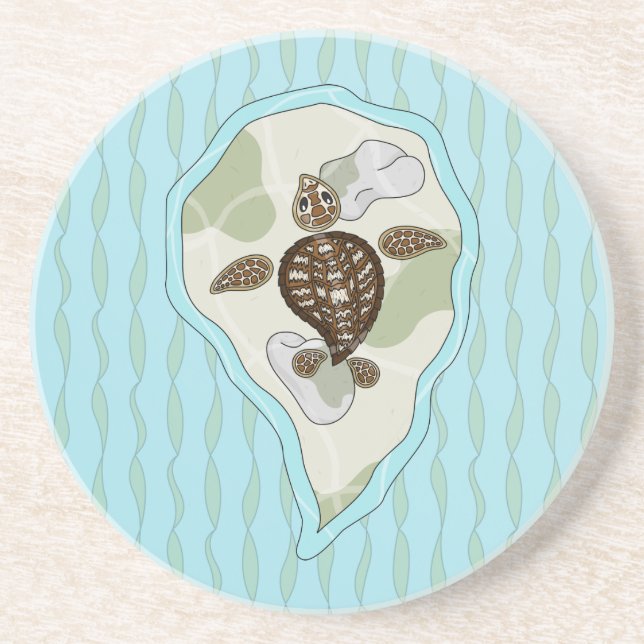 Callie the Sea Turtle Sandstone Coaster (Front)