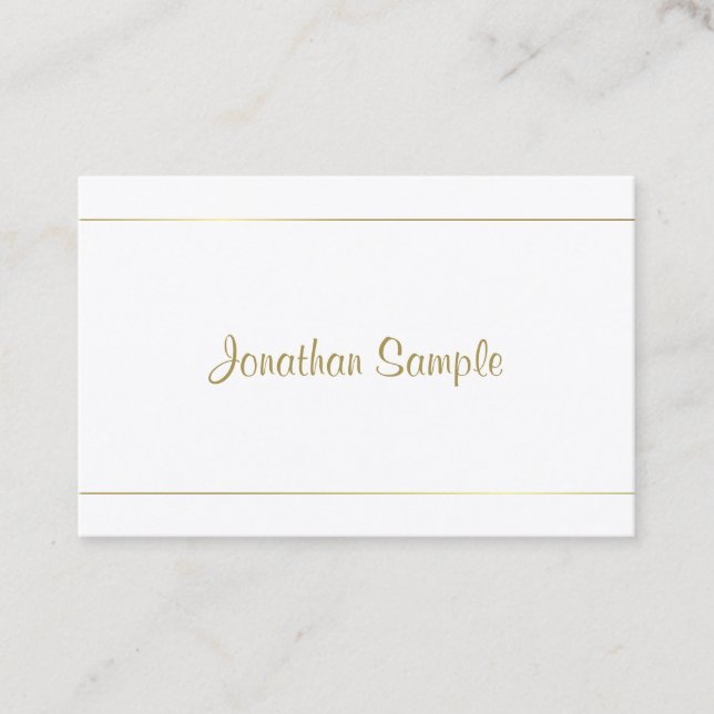 Calligraphed Design Gold Script Glamourous Trendy Business Card (Front)