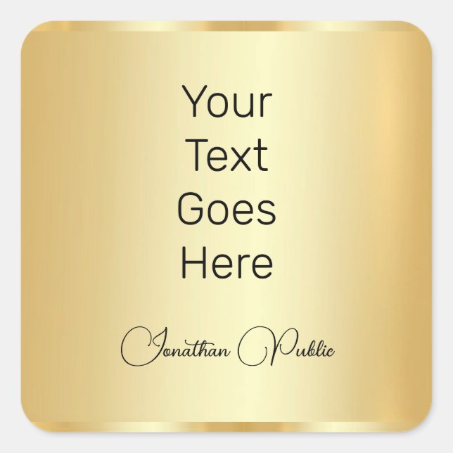 Calligraphed Faux Gold Elegant Template Trendy Square Sticker (Front)