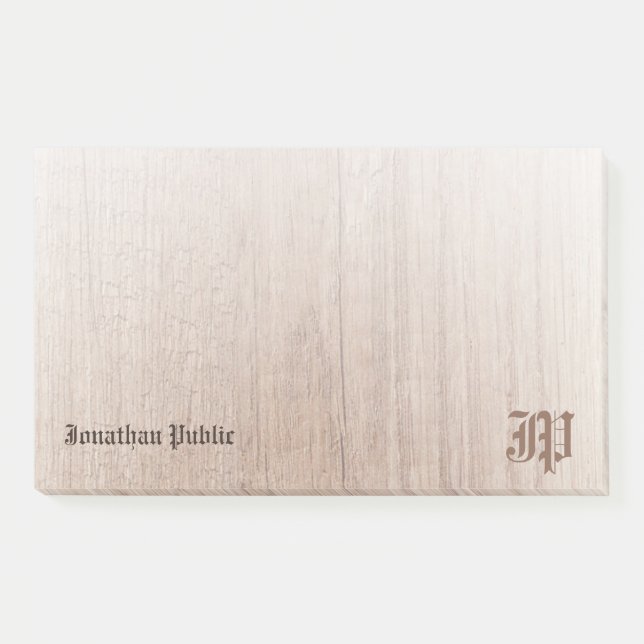 Calligraphed Monogram Template Custom Wood Look Post-it Notes (Front)