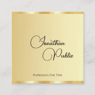 Calligraphed Script Faux Gold Template Modern Square Business Card